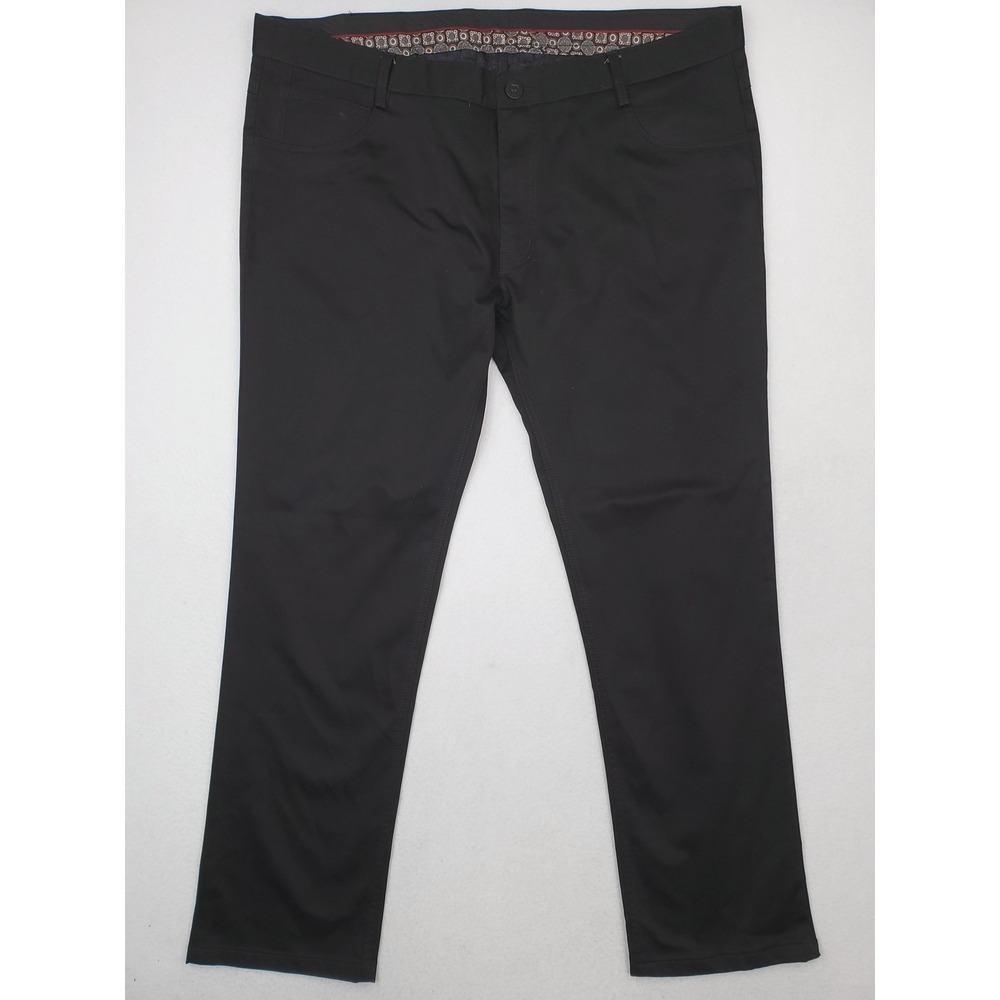Barabas Pants Mens 42x33 Black Chino Straight Flat Front Casual Dress Pants